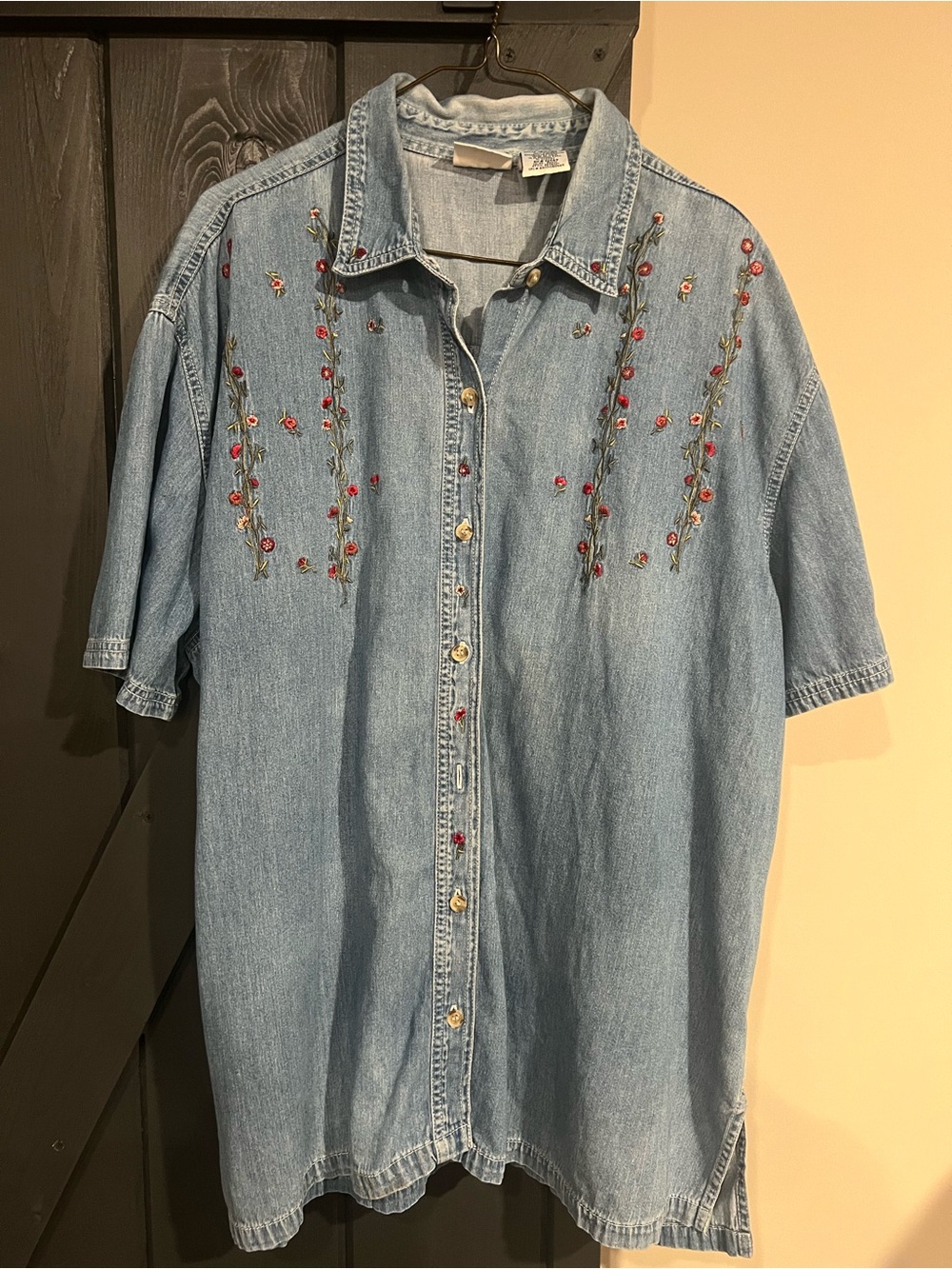 Vintage Bobbie Brooks Embroidered Denim Floral Button Up Shirt